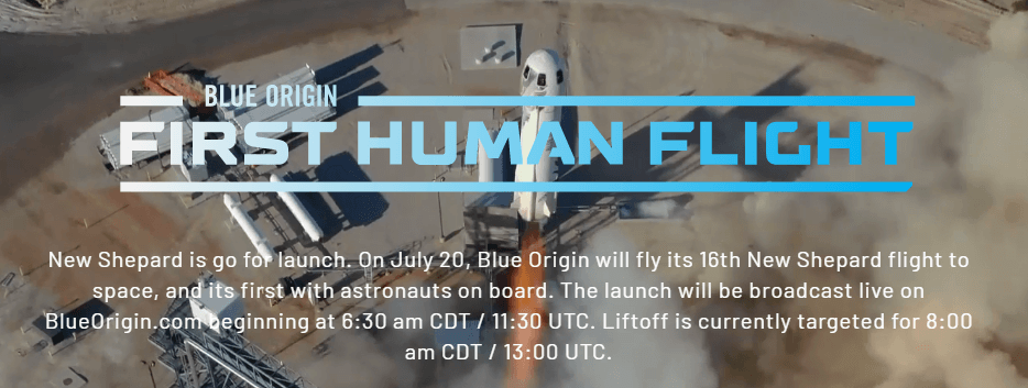 Blue Origin First Human Flight into space