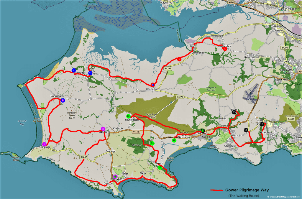 Gower Pilgrimage Way map