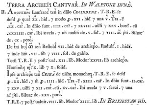 Printed page from the Domesday Book